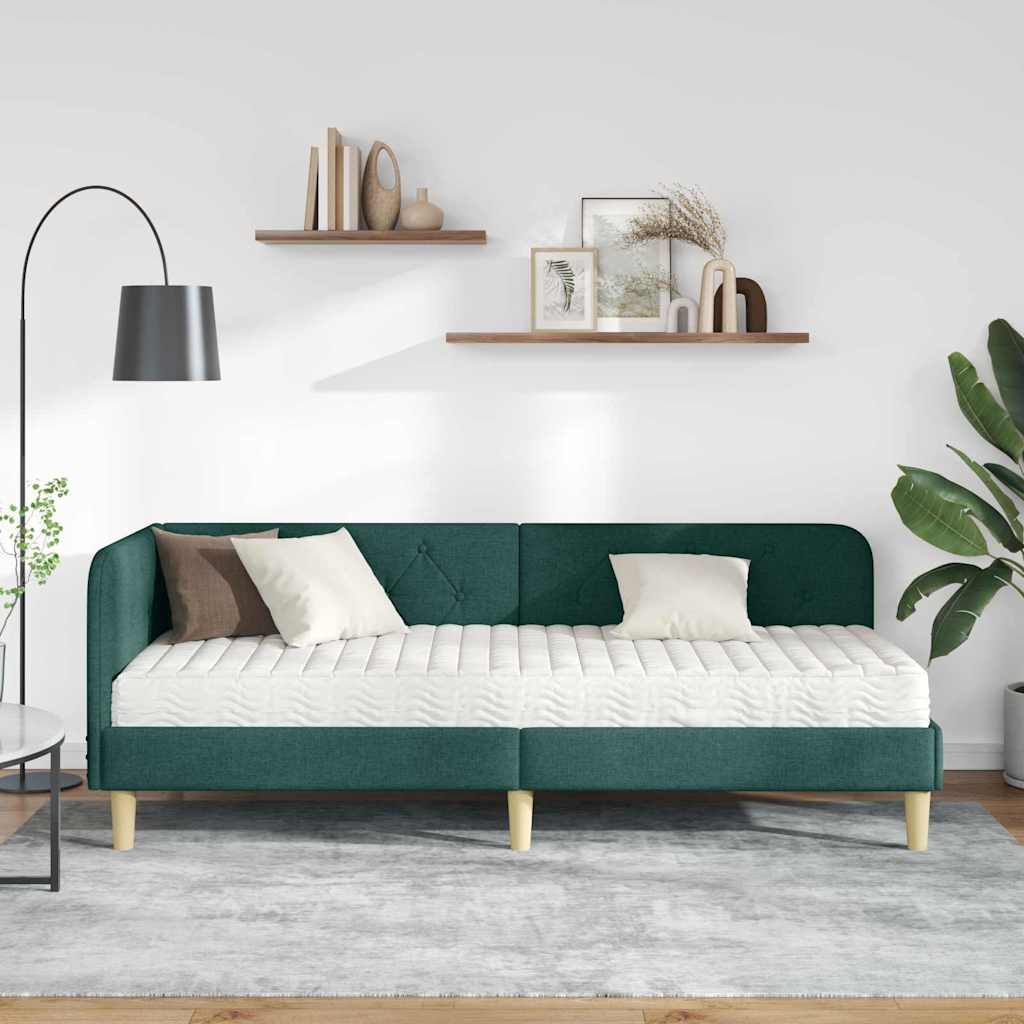 Cadre de lit d'angle Vert foncé 80 x 200 cm tissu - XIOS