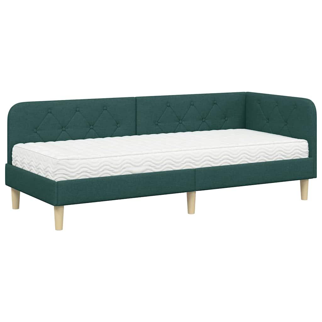 Cadre de lit d'angle Vert foncé 80 x 200 cm tissu - XIOS