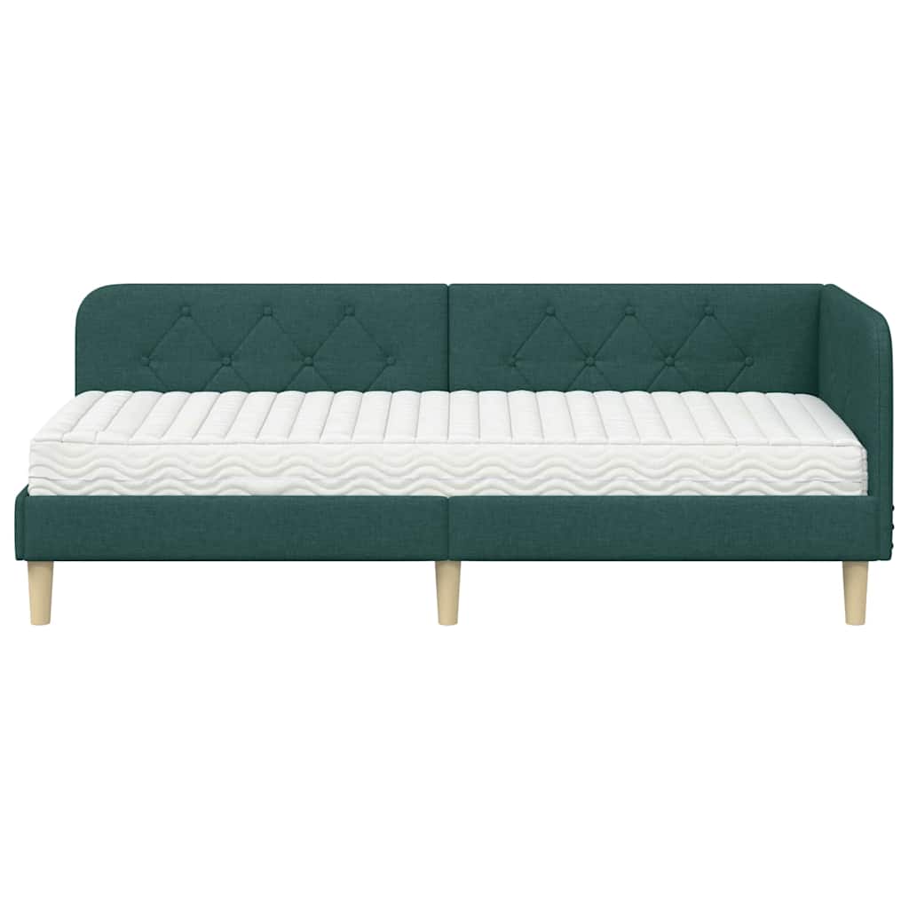 Cadre de lit d'angle Vert foncé 80 x 200 cm tissu - XIOS