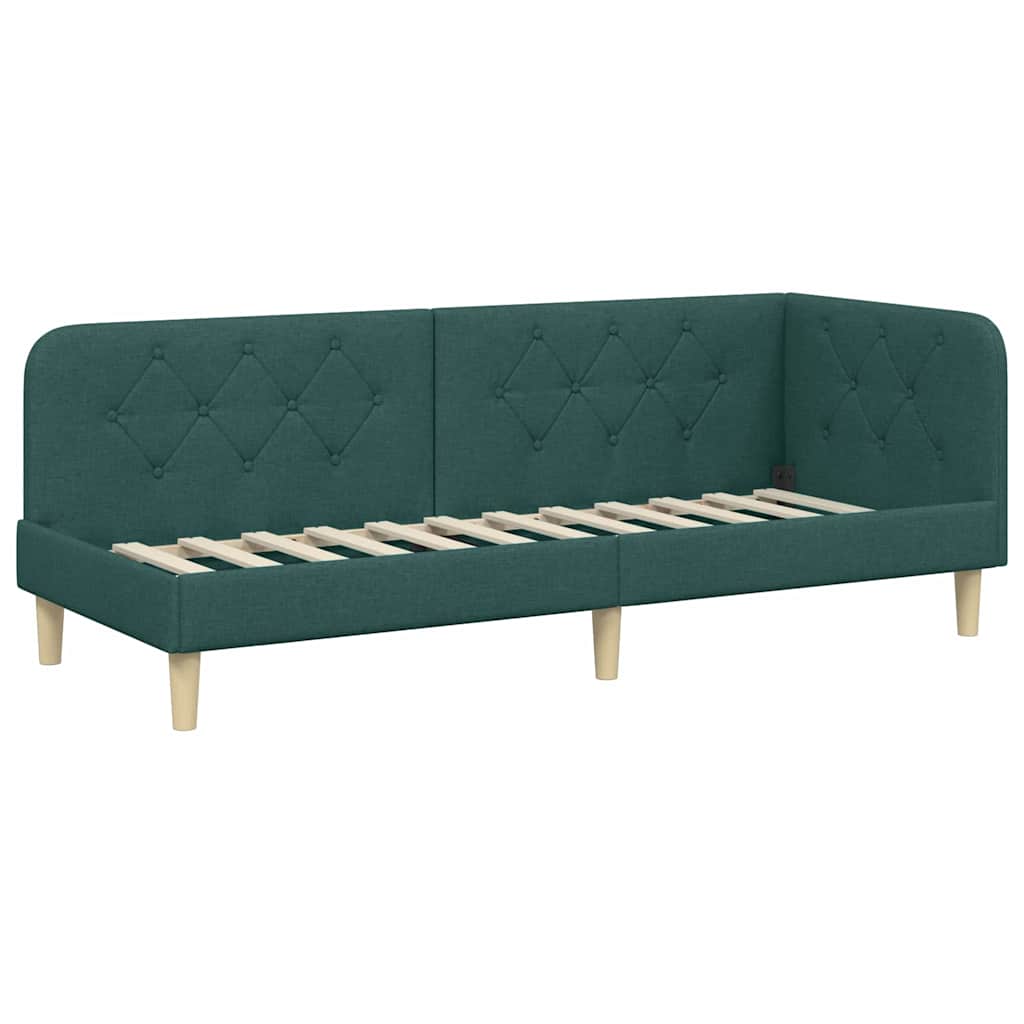 Cadre de lit d'angle Vert foncé 80 x 200 cm tissu - XIOS