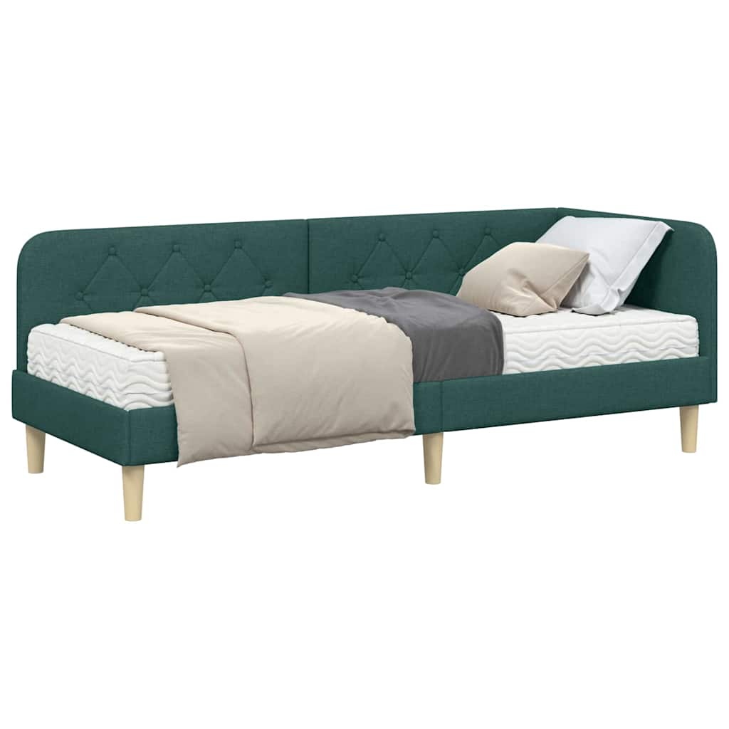 Cadre de lit d'angle Vert foncé 80 x 200 cm tissu - XIOS