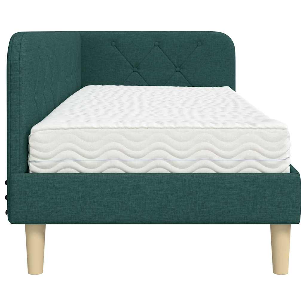 Cadre de lit d'angle Vert foncé 80 x 200 cm tissu - XIOS