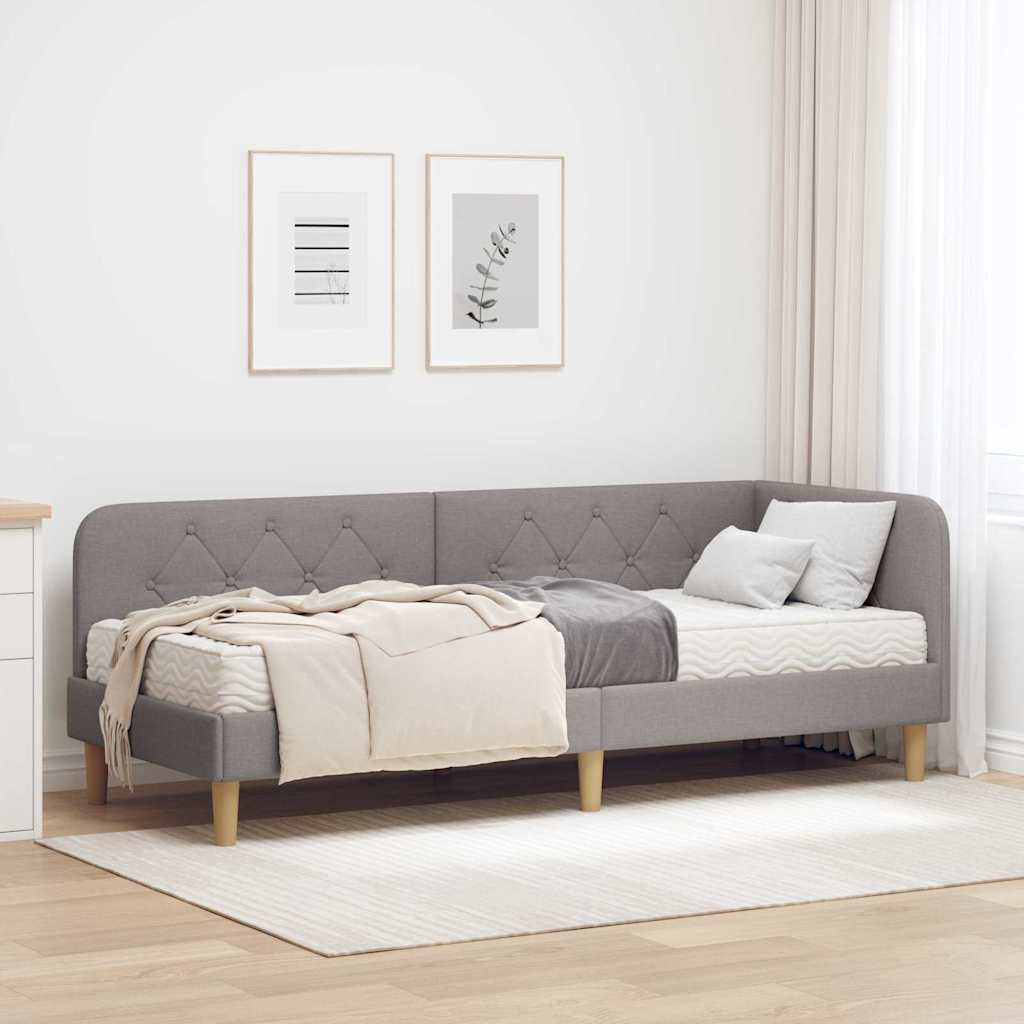 Cadre de lit d'angle Taupe 80 x 200 cm tissu - XIOS