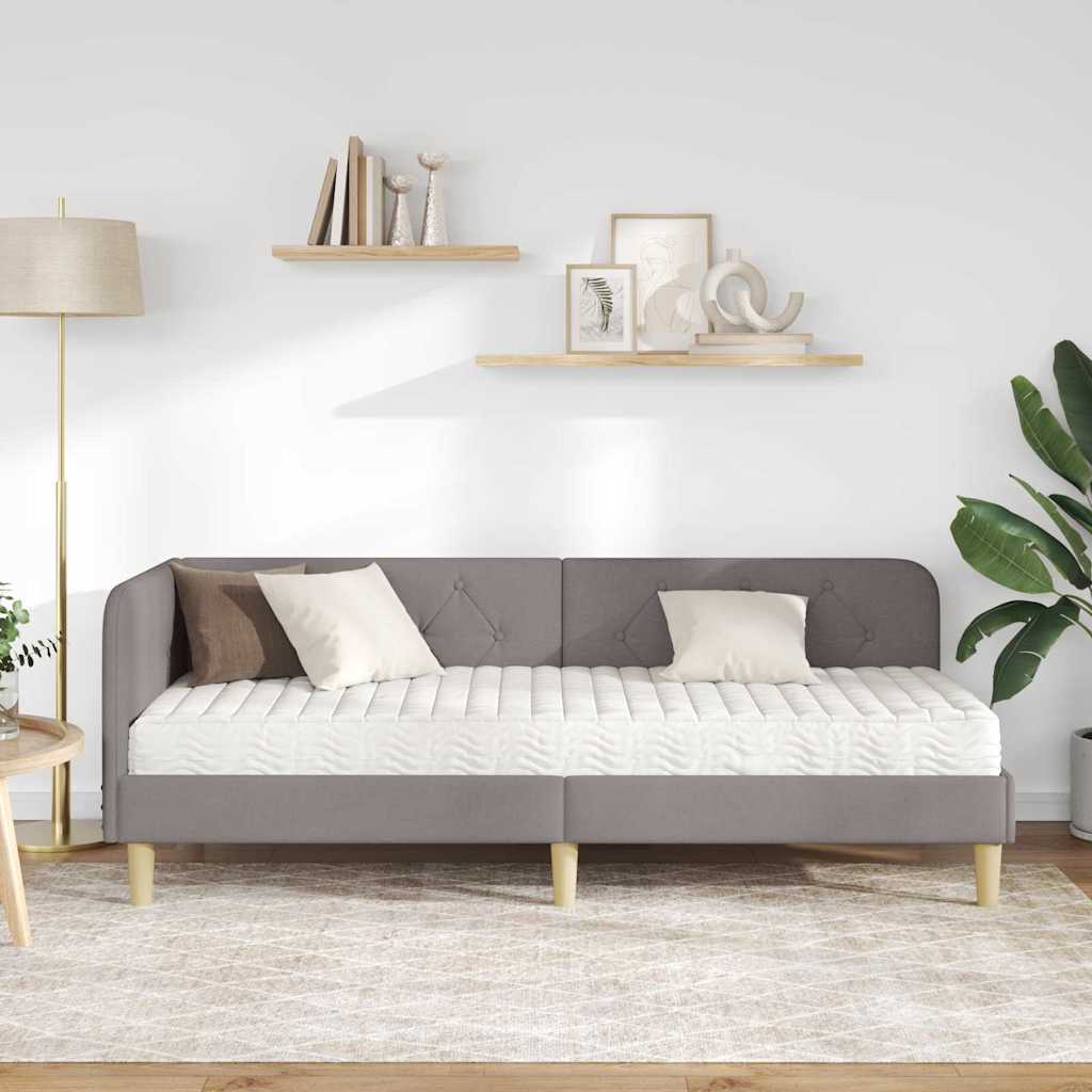 Cadre de lit d'angle Taupe 80 x 200 cm tissu - XIOS