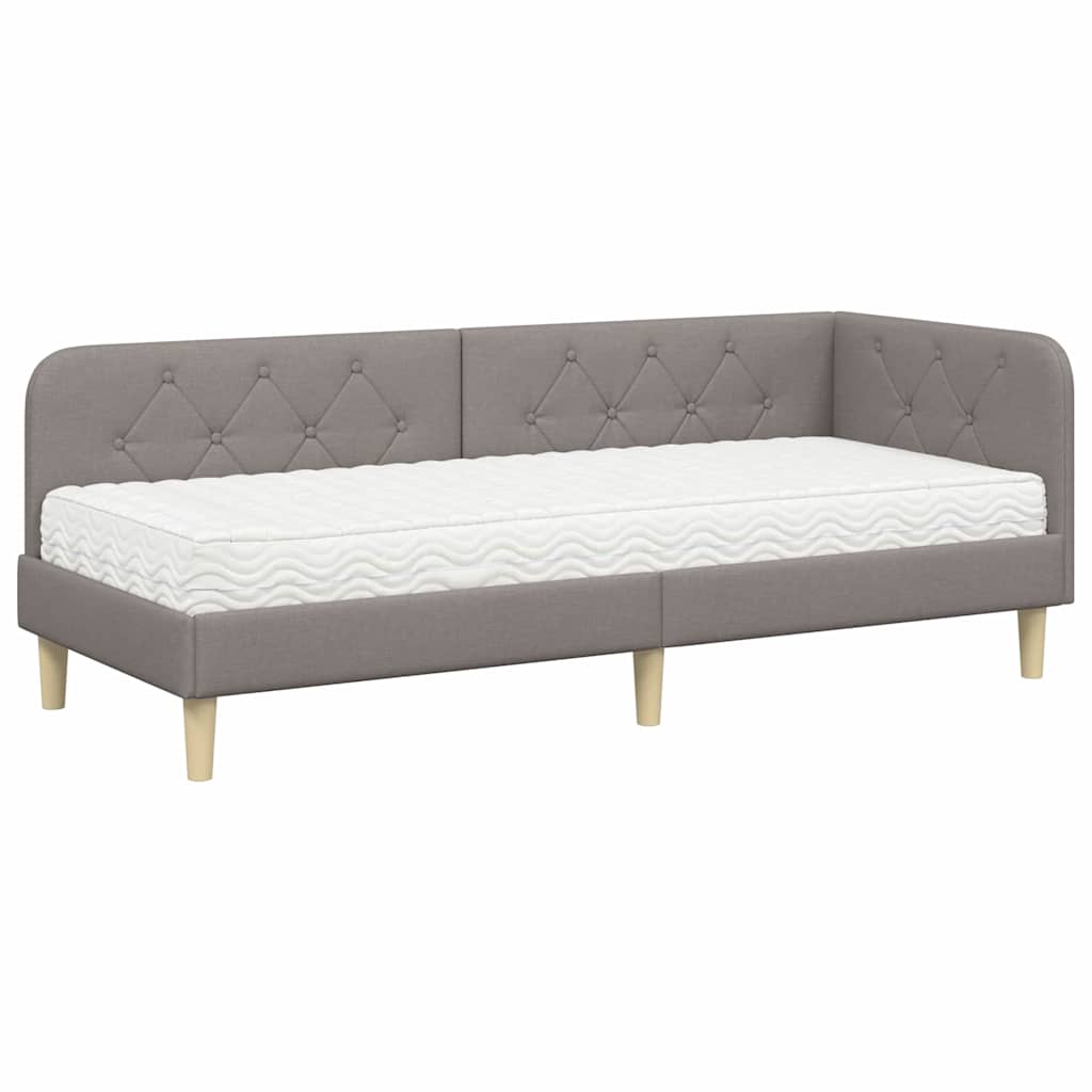 Cadre de lit d'angle Taupe 80 x 200 cm tissu - XIOS