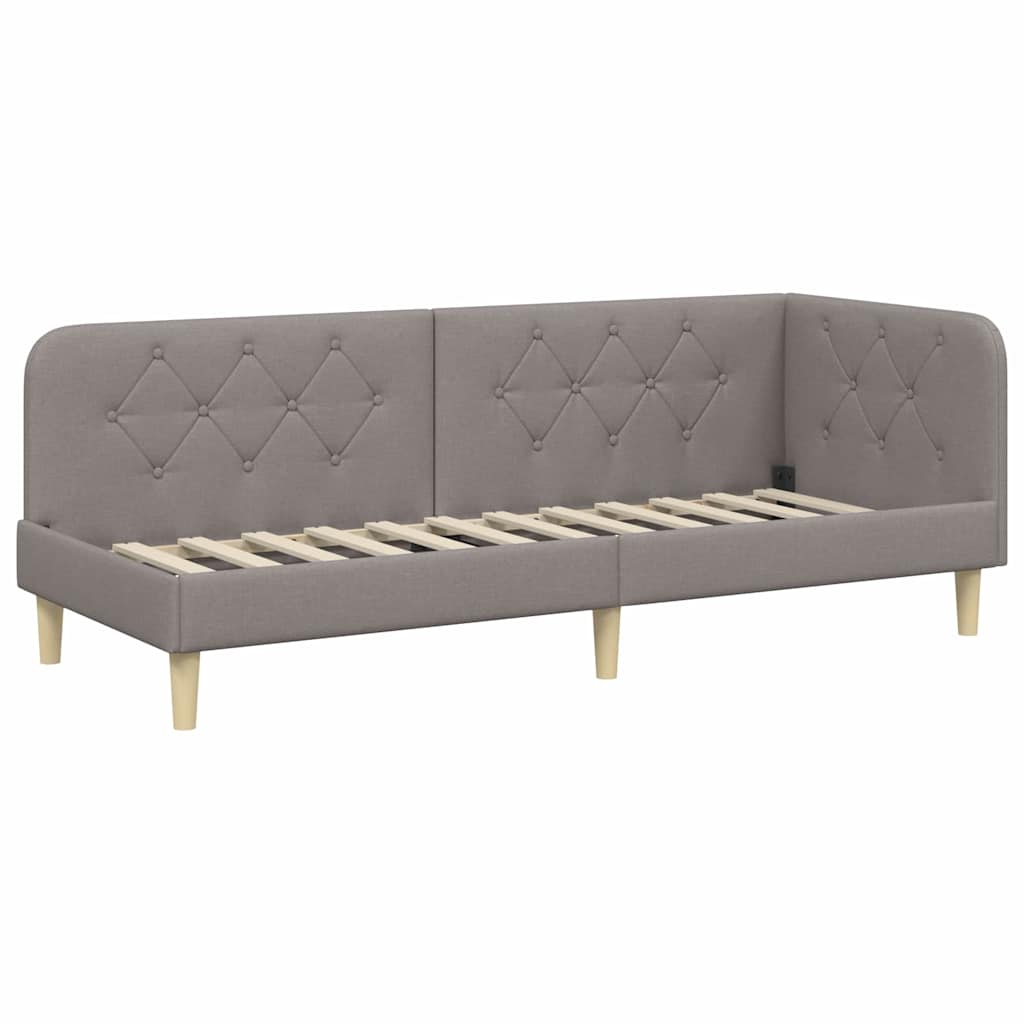 Cadre de lit d'angle Taupe 80 x 200 cm tissu - XIOS