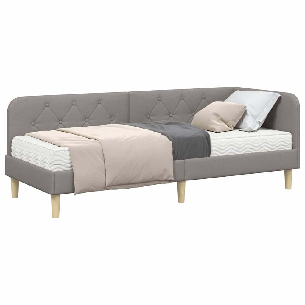 Cadre de lit d'angle Taupe 80 x 200 cm tissu - XIOS