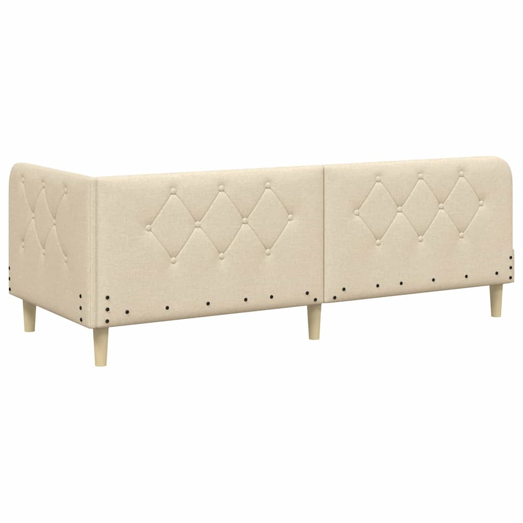 Cadre de lit d'angle Crème 80 x 200 cm tissu - XIOS