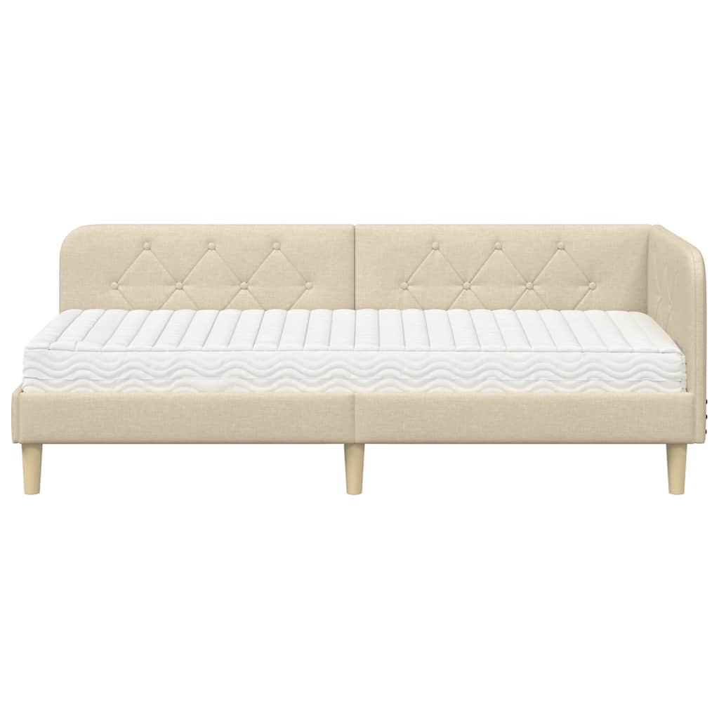 Cadre de lit d'angle Crème 80 x 200 cm tissu - XIOS