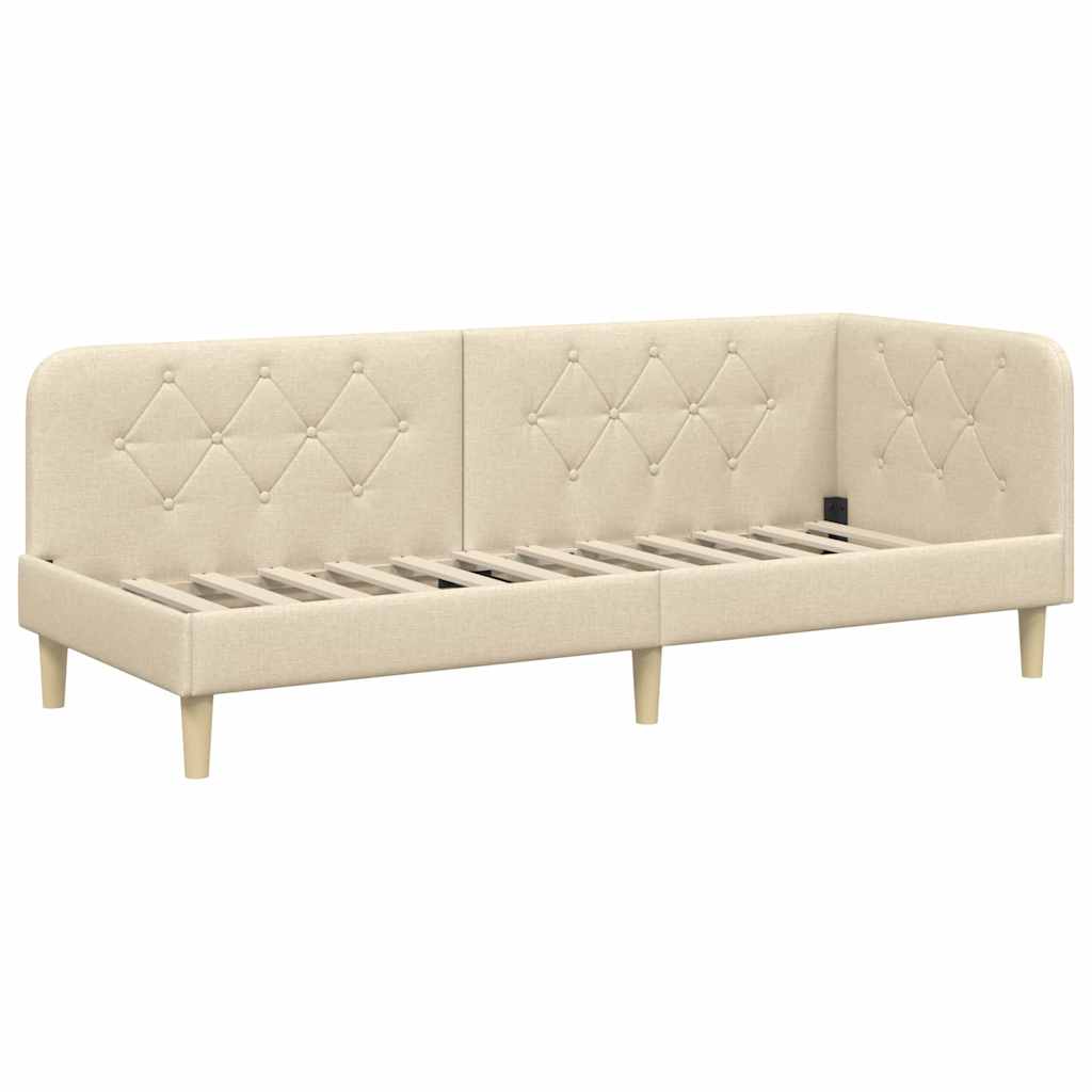 Cadre de lit d'angle Crème 80 x 200 cm tissu - XIOS