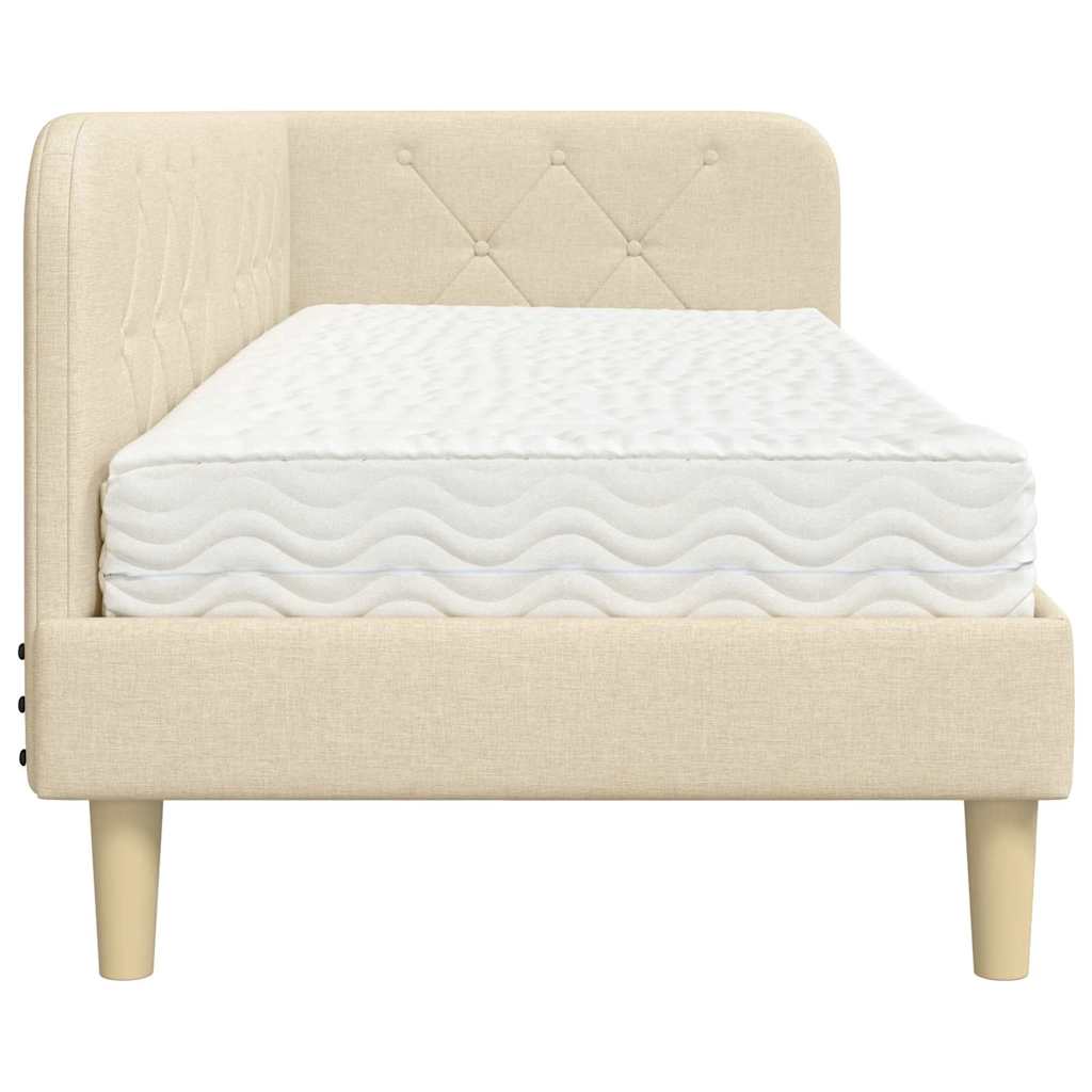 Cadre de lit d'angle Crème 80 x 200 cm tissu - XIOS