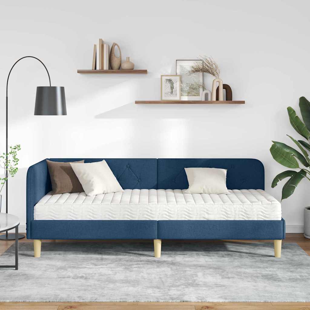 Cadre de lit d'angle Bleu 80 x 200 cm tissu - XIOS