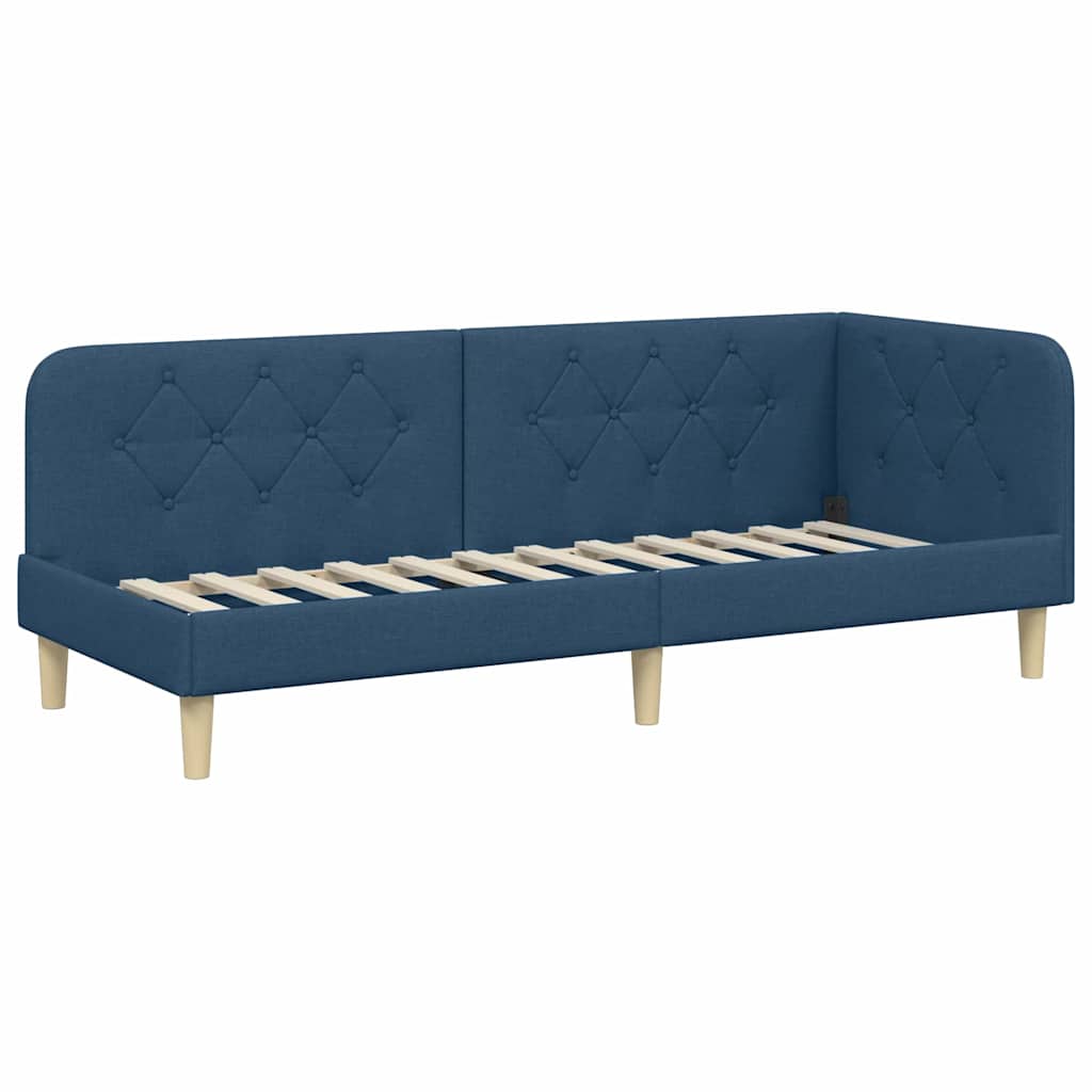 Cadre de lit d'angle Bleu 80 x 200 cm tissu - XIOS