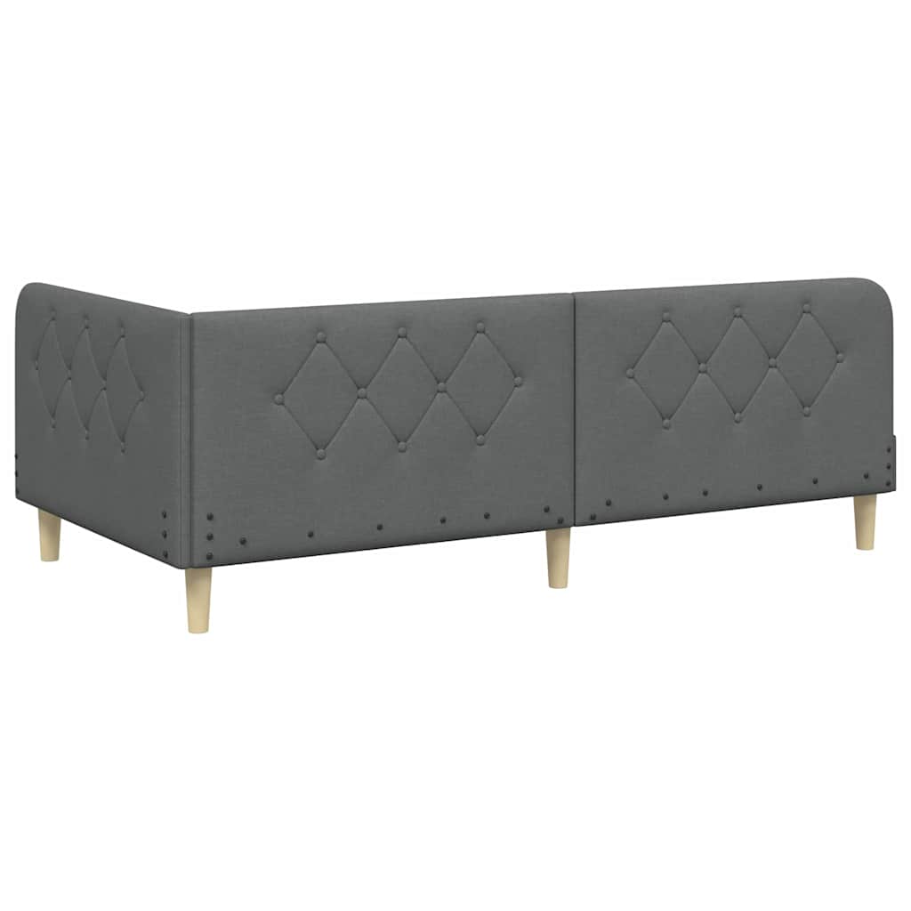 Cadre de lit d'angle Gris foncé 90 x 190 cm tissu - XIOS
