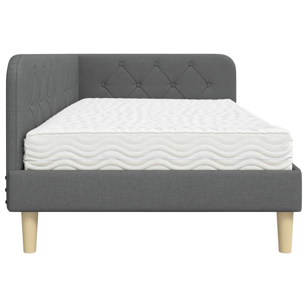 Cadre de lit d'angle Gris foncé 90 x 190 cm tissu - XIOS