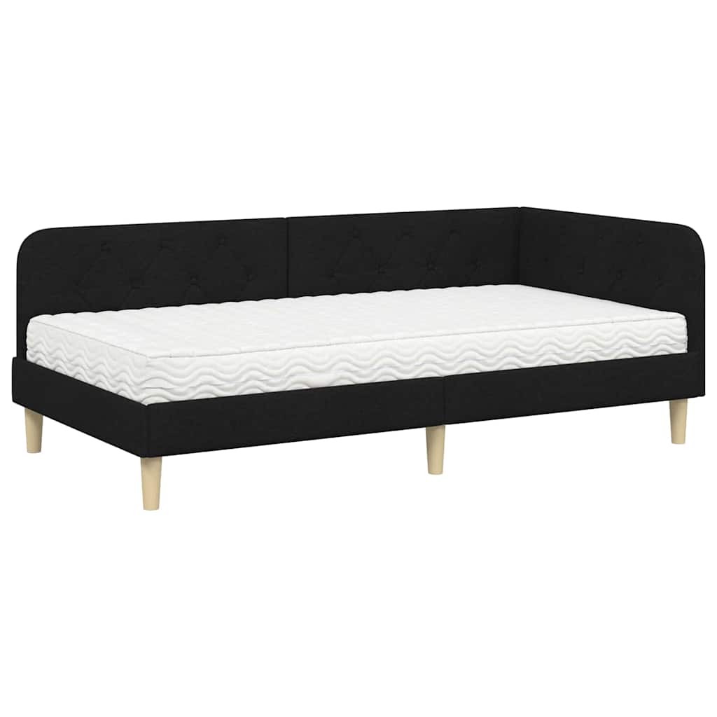 Cadre de lit d'angle Noir 90 x 190 cm tissu - XIOS