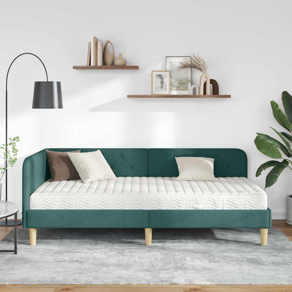 Cadre de lit d'angle Vert foncé 90 x 190 cm tissu - XIOS