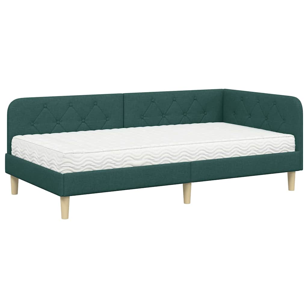 Cadre de lit d'angle Vert foncé 90 x 190 cm tissu - XIOS
