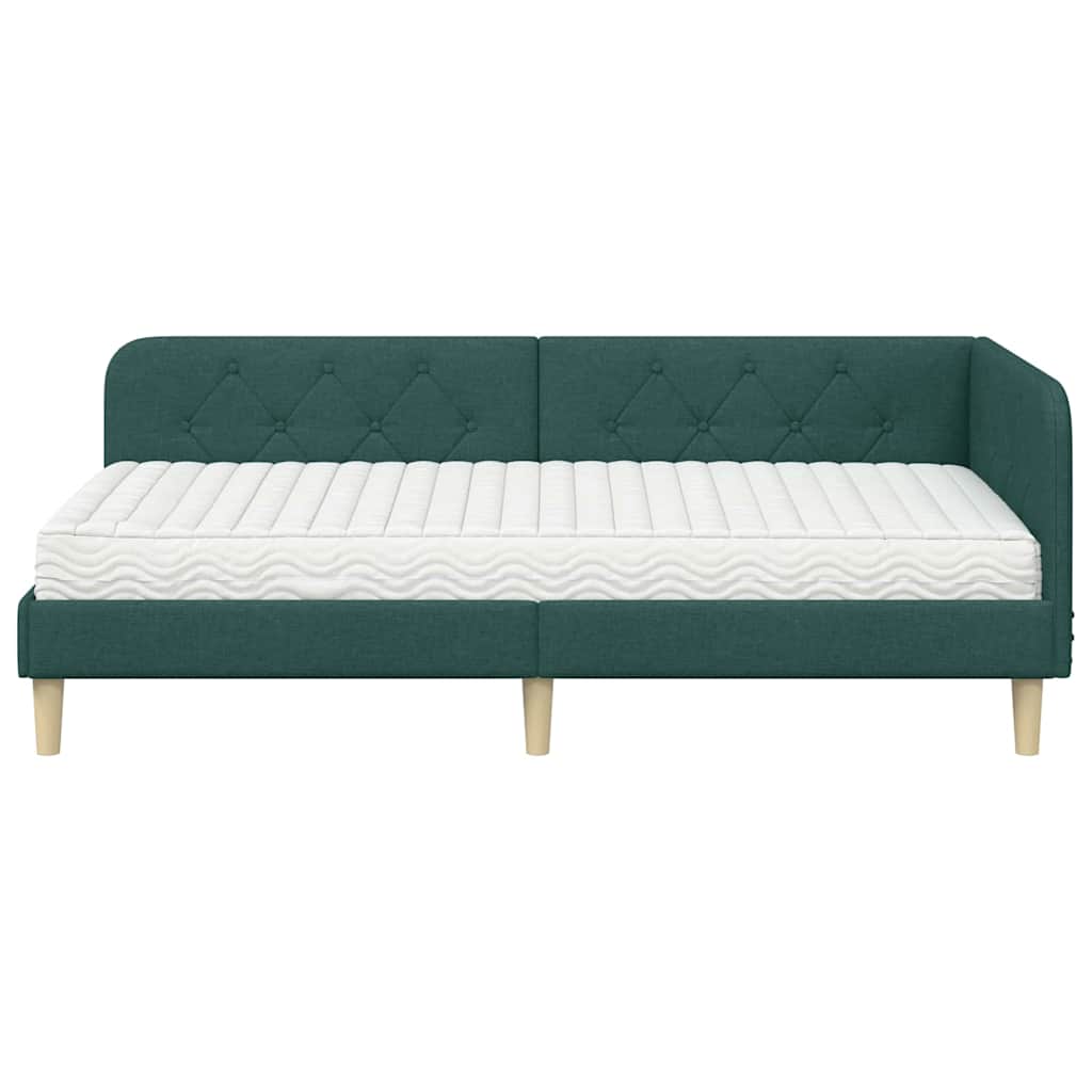 Cadre de lit d'angle Vert foncé 90 x 190 cm tissu - XIOS