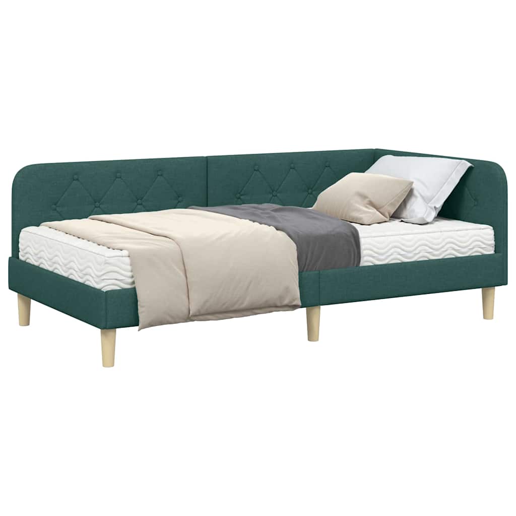Cadre de lit d'angle Vert foncé 90 x 190 cm tissu - XIOS