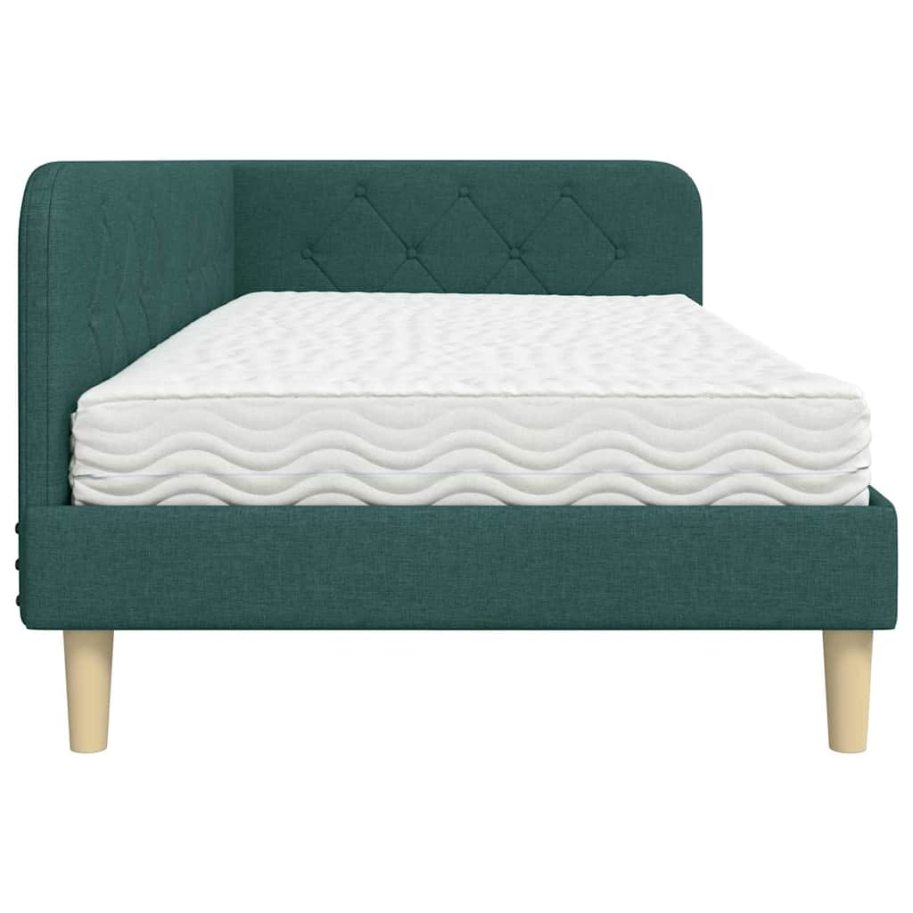 Cadre de lit d'angle Vert foncé 90 x 190 cm tissu - XIOS