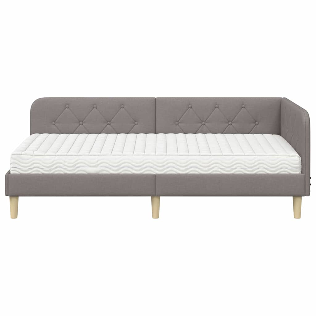 Cadre de lit d'angle Taupe 90 x 190 cm tissu - XIOS
