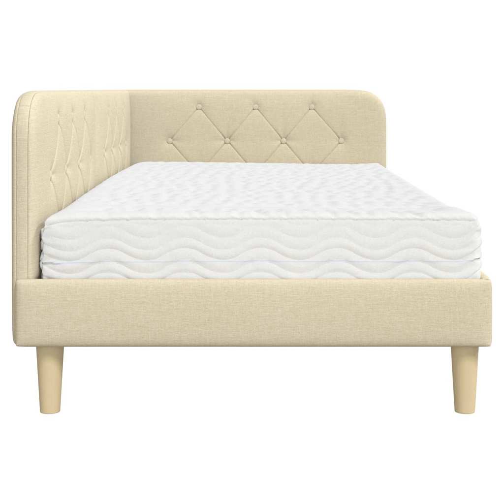 Cadre de lit d'angle Crème 90 x 190 cm tissu - XIOS