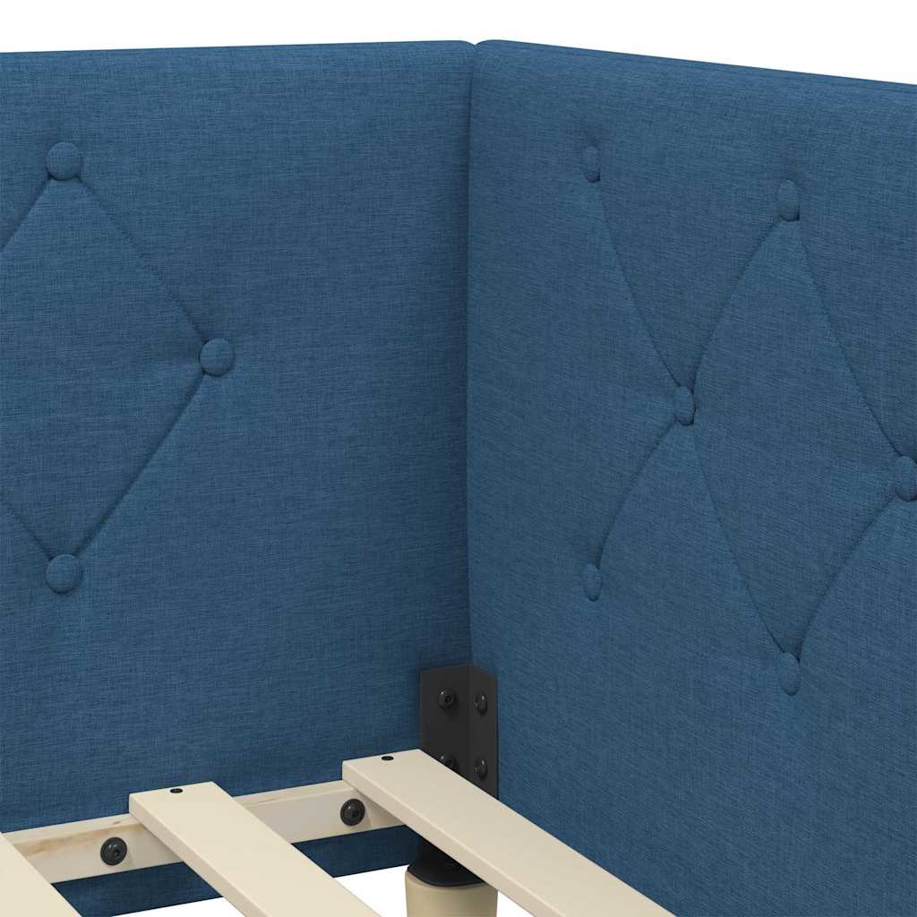 Cadre de lit d'angle Bleu 90 x 190 cm tissu - XIOS