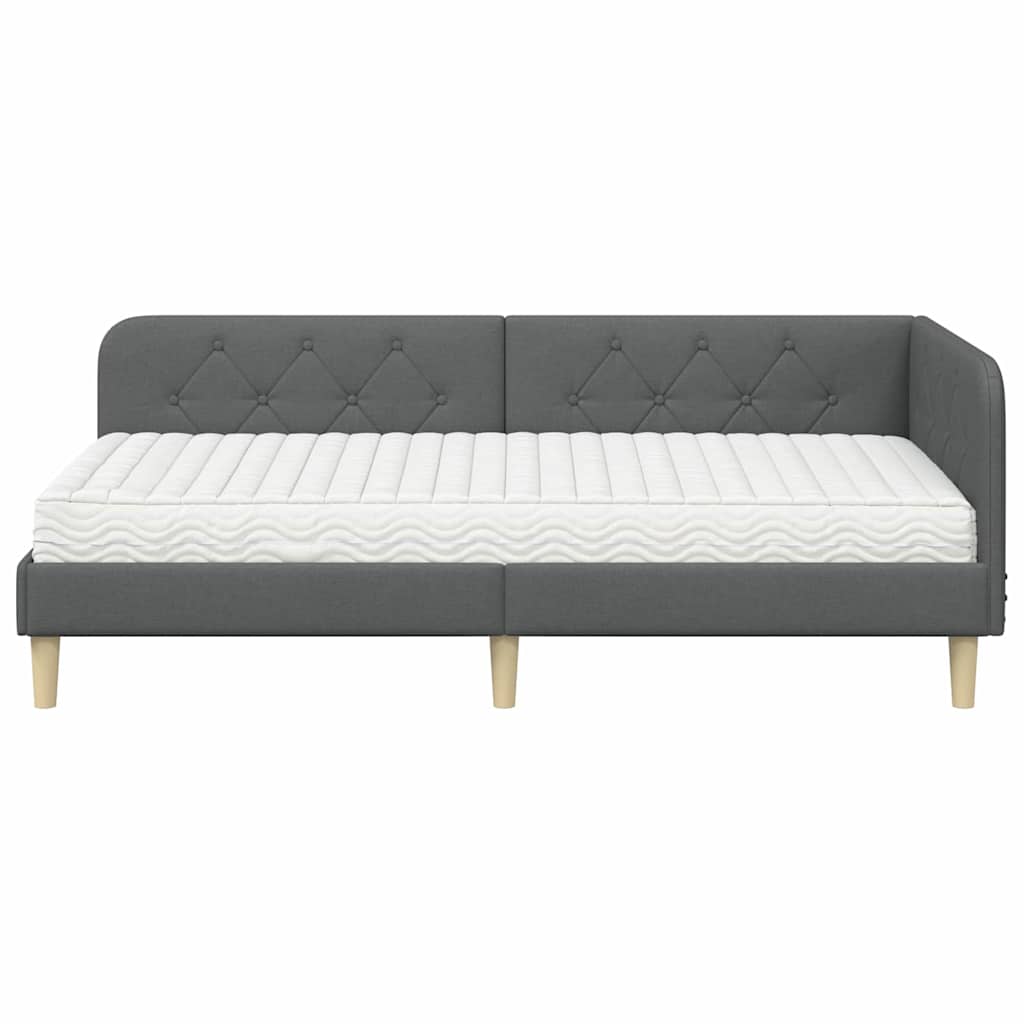 Cadre de lit d'angle Gris foncé 90 x 200 cm tissu - XIOS