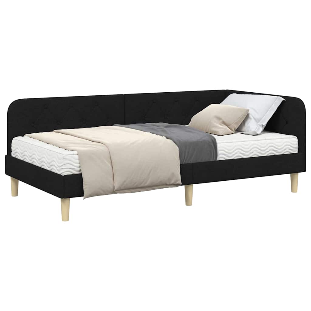 Cadre de lit d'angle Noir 90 x 200 cm tissu - XIOS
