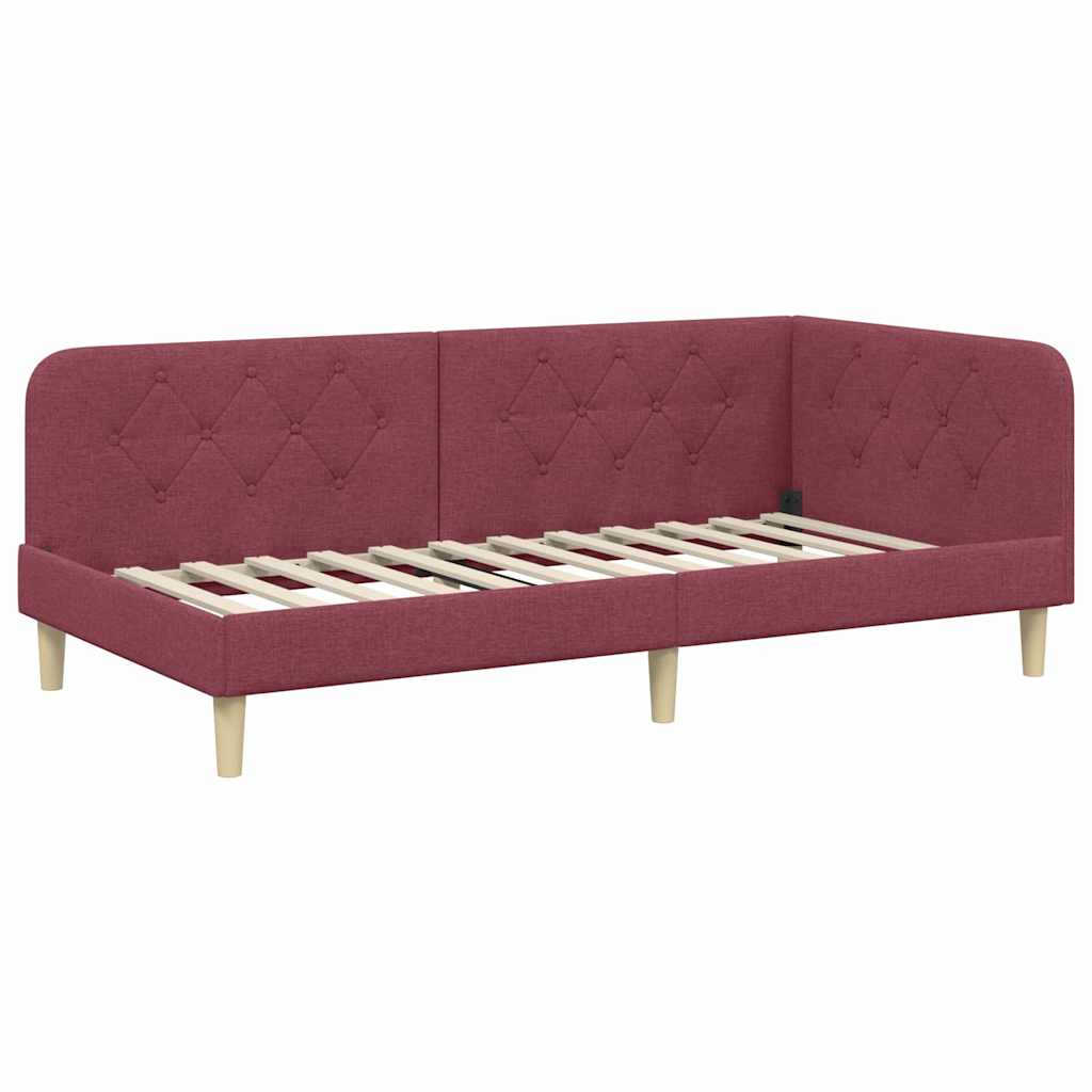 Cadre de lit d'angle Bordeaux 90 x 200 cm tissu - XIOS