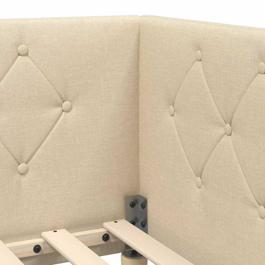 Cadre de lit d'angle Crème 90 x 200 cm tissu - XIOS