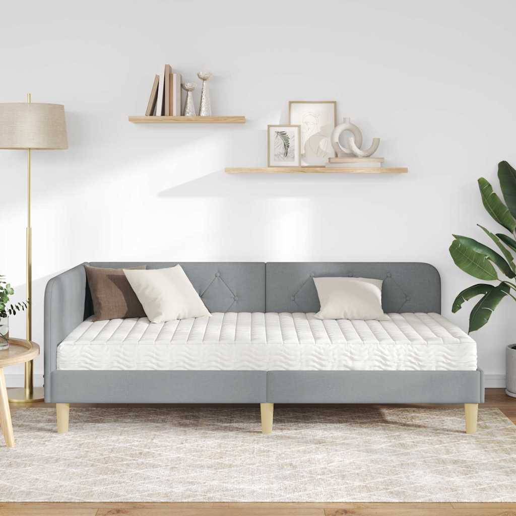 Cadre de lit d'angle Gris clair 100 x 200 cm tissu - XIOS