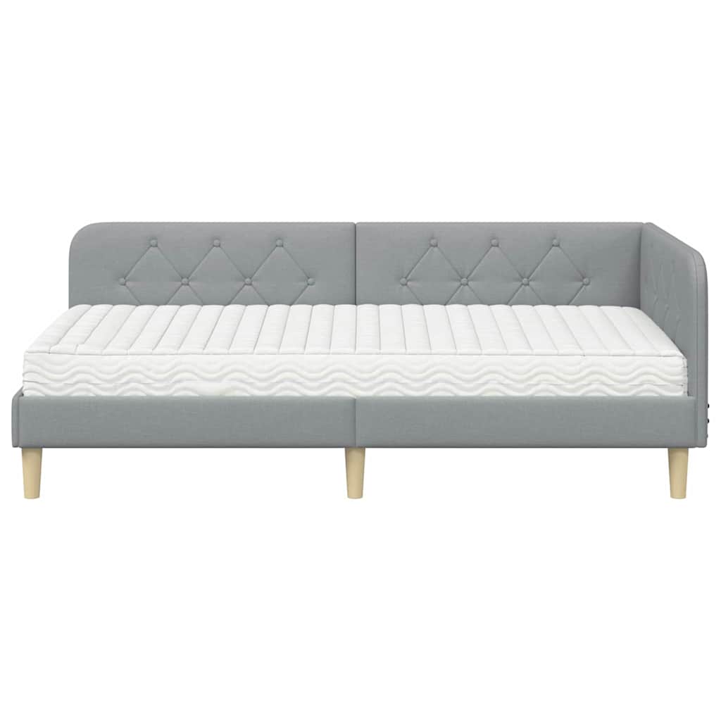 Cadre de lit d'angle Gris clair 100 x 200 cm tissu - XIOS