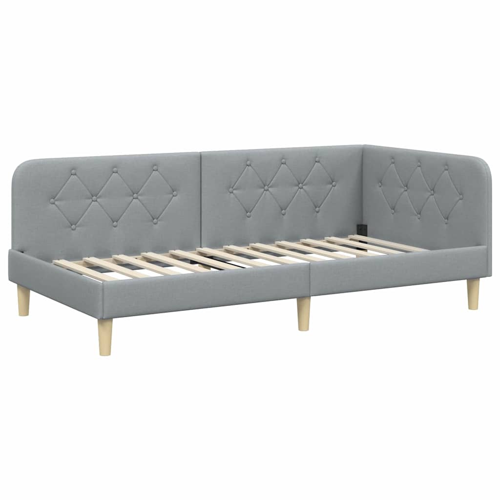Cadre de lit d'angle Gris clair 100 x 200 cm tissu - XIOS