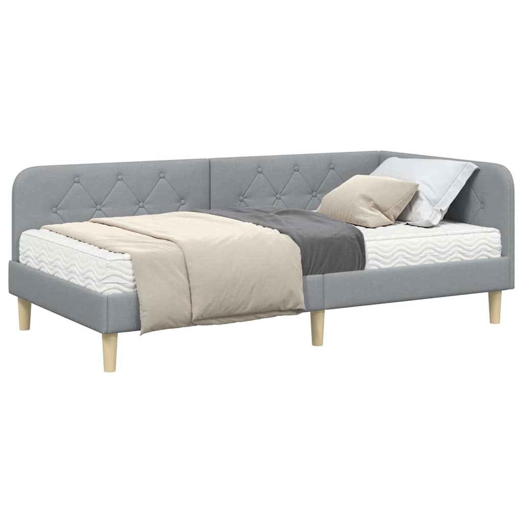 Cadre de lit d'angle Gris clair 100 x 200 cm tissu - XIOS