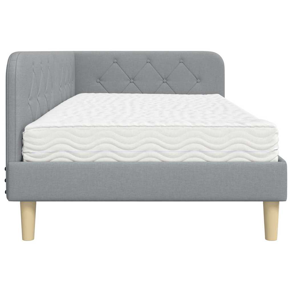Cadre de lit d'angle Gris clair 100 x 200 cm tissu - XIOS