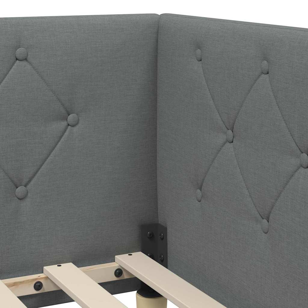Cadre de lit d'angle Gris foncé 100 x 200 cm tissu - XIOS