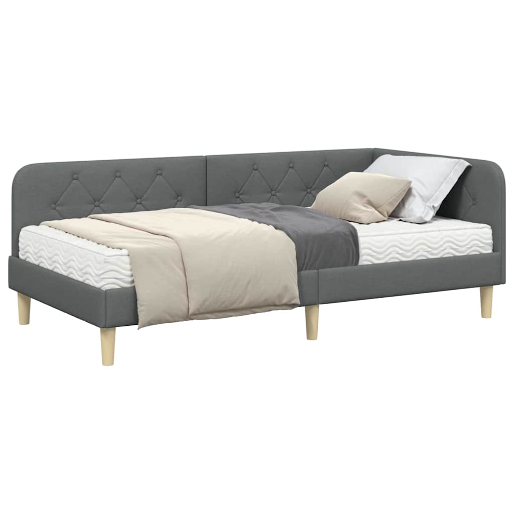Cadre de lit d'angle Gris foncé 100 x 200 cm tissu - XIOS