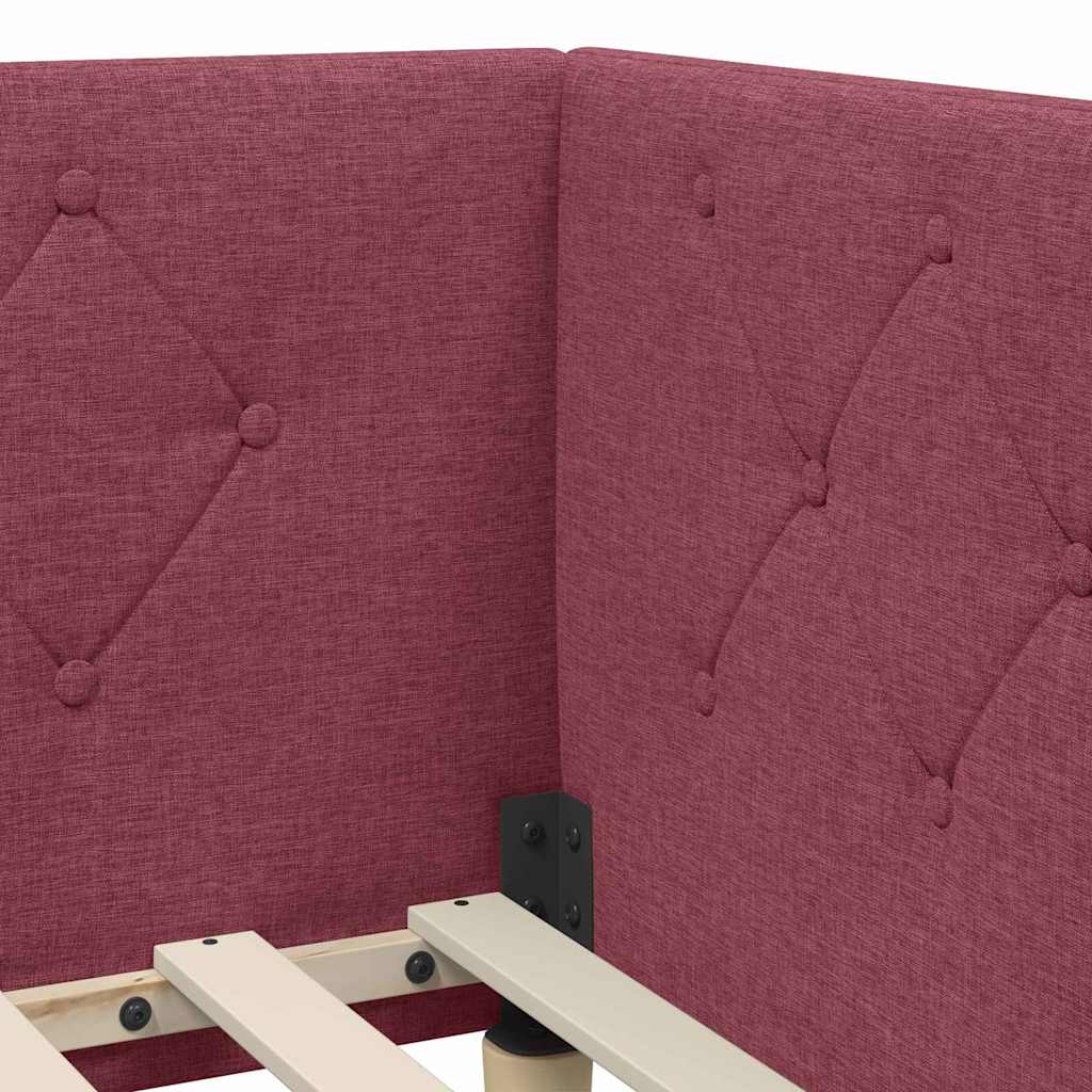 Cadre de lit d'angle Bordeaux 100 x 200 cm tissu - XIOS