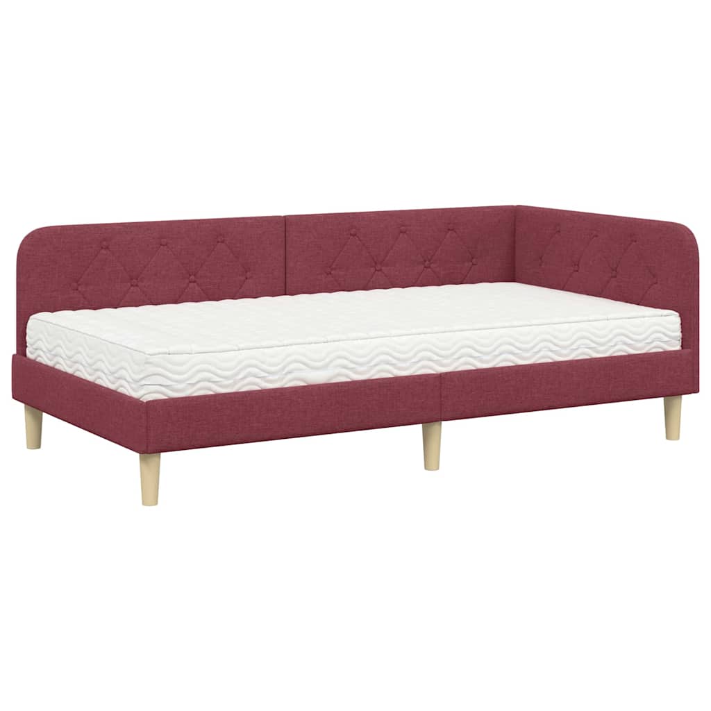 Cadre de lit d'angle Bordeaux 100 x 200 cm tissu - XIOS