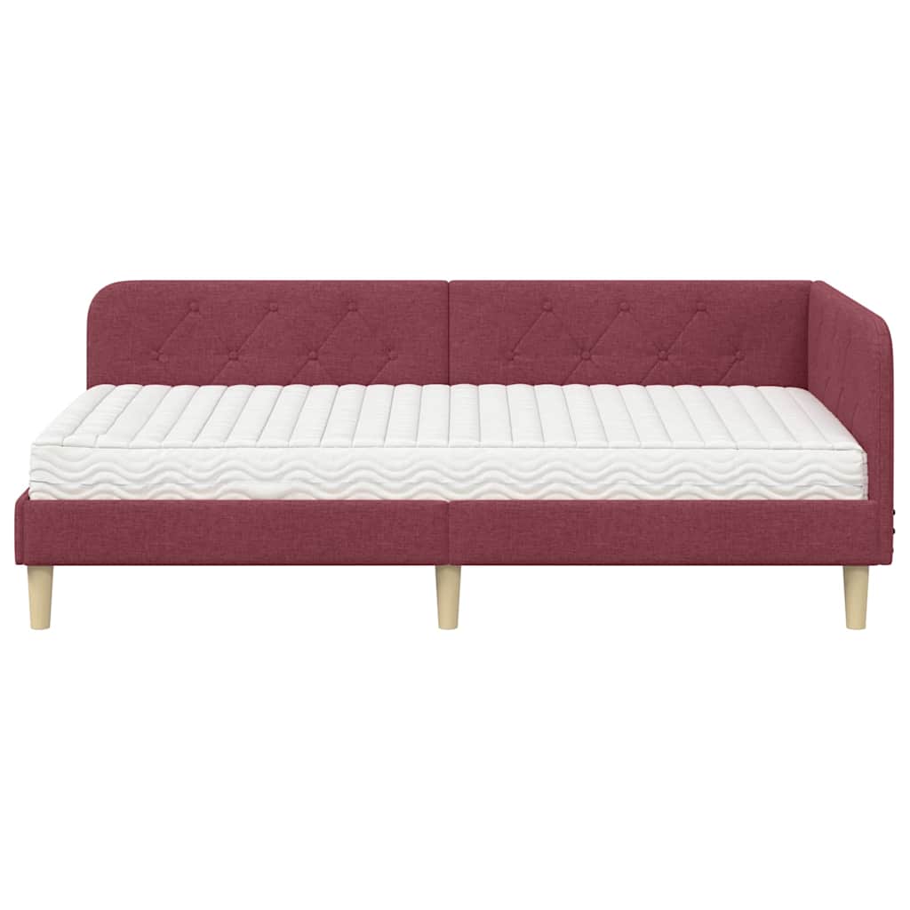 Cadre de lit d'angle Bordeaux 100 x 200 cm tissu - XIOS