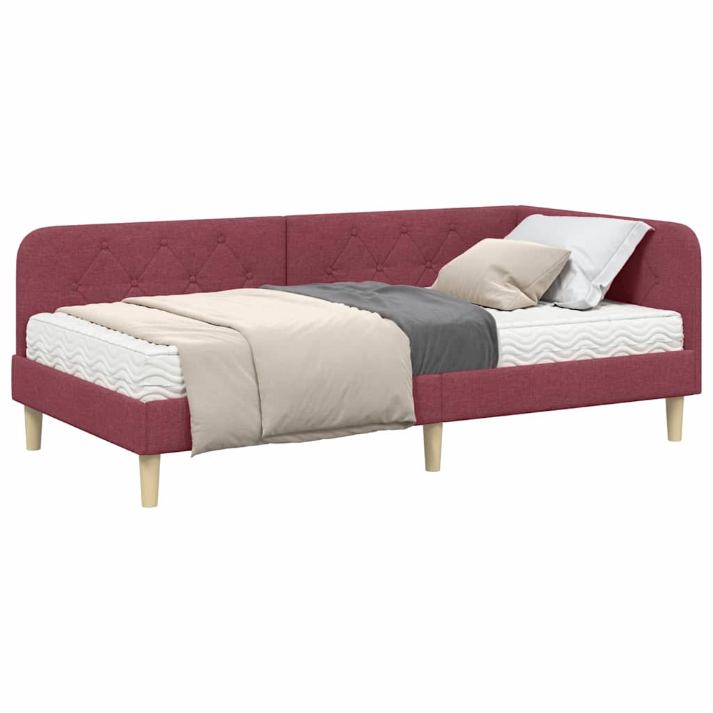 Cadre de lit d'angle Bordeaux 100 x 200 cm tissu - XIOS