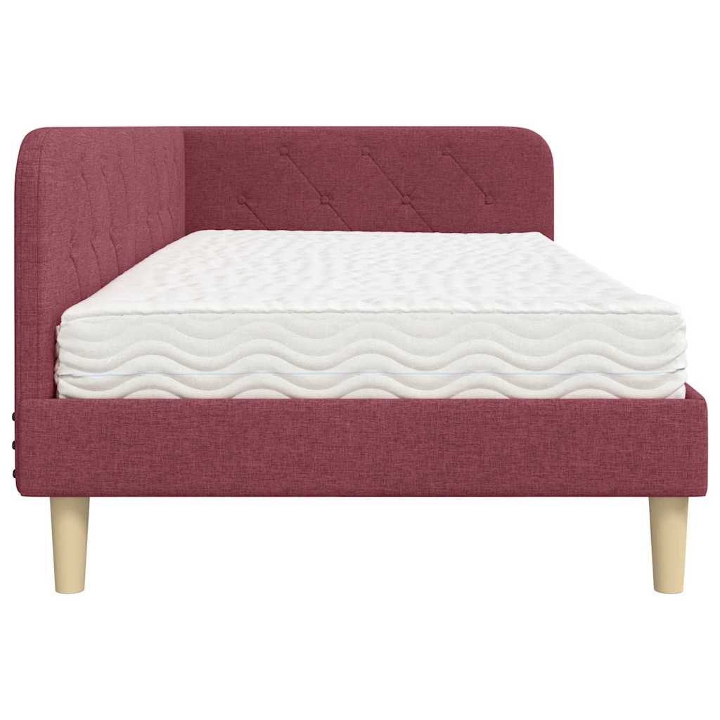 Cadre de lit d'angle Bordeaux 100 x 200 cm tissu - XIOS