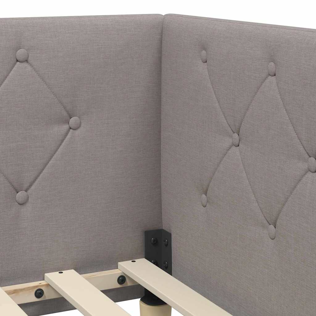 Cadre de lit d'angle Taupe 100 x 200 cm tissu - XIOS
