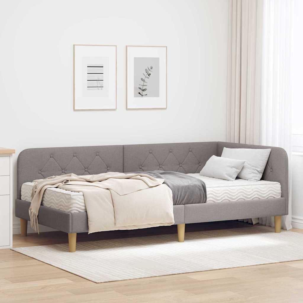 Cadre de lit d'angle Taupe 100 x 200 cm tissu - XIOS