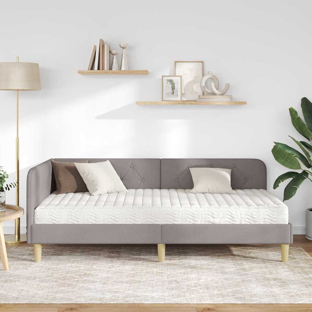 Cadre de lit d'angle Taupe 100 x 200 cm tissu - XIOS