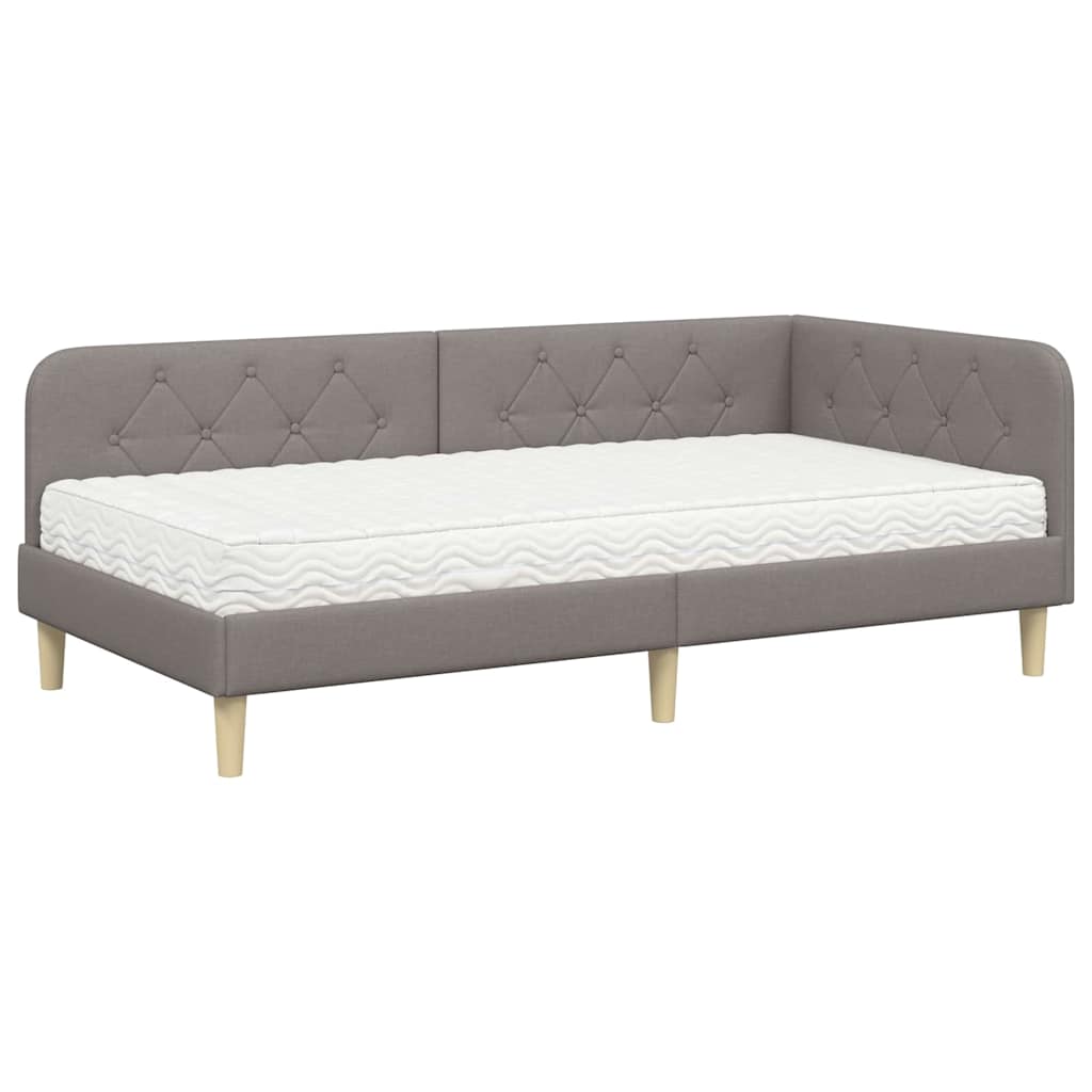 Cadre de lit d'angle Taupe 100 x 200 cm tissu - XIOS