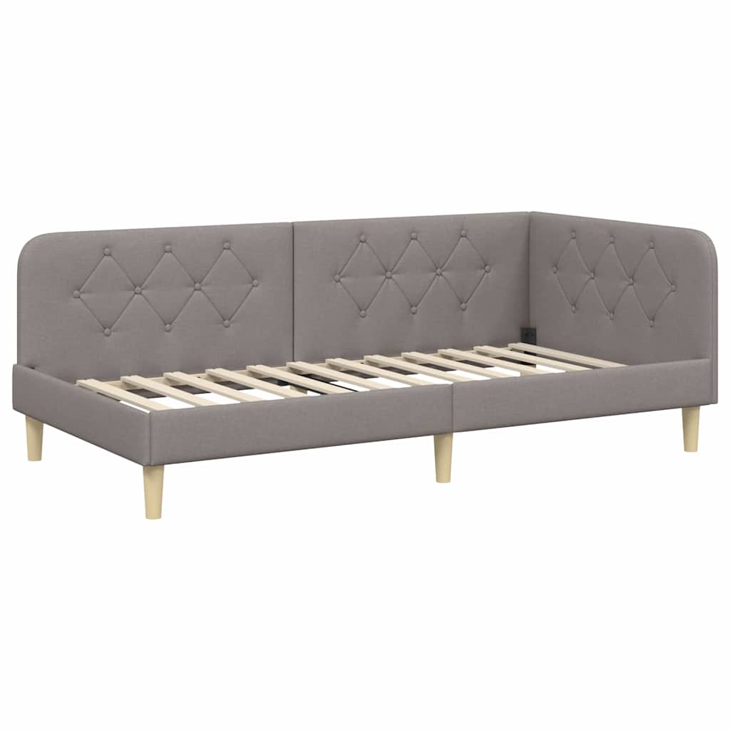 Cadre de lit d'angle Taupe 100 x 200 cm tissu - XIOS