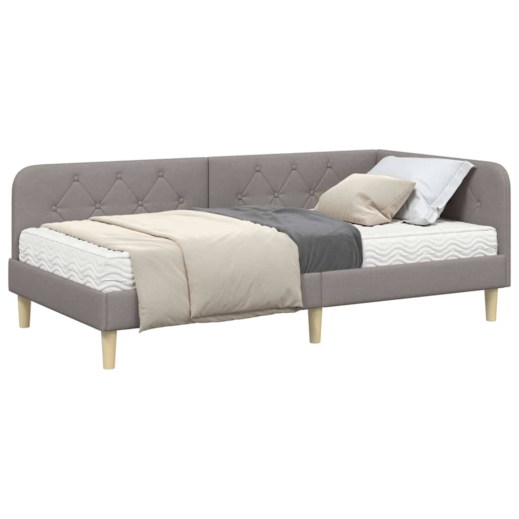 Cadre de lit d'angle Taupe 100 x 200 cm tissu - XIOS